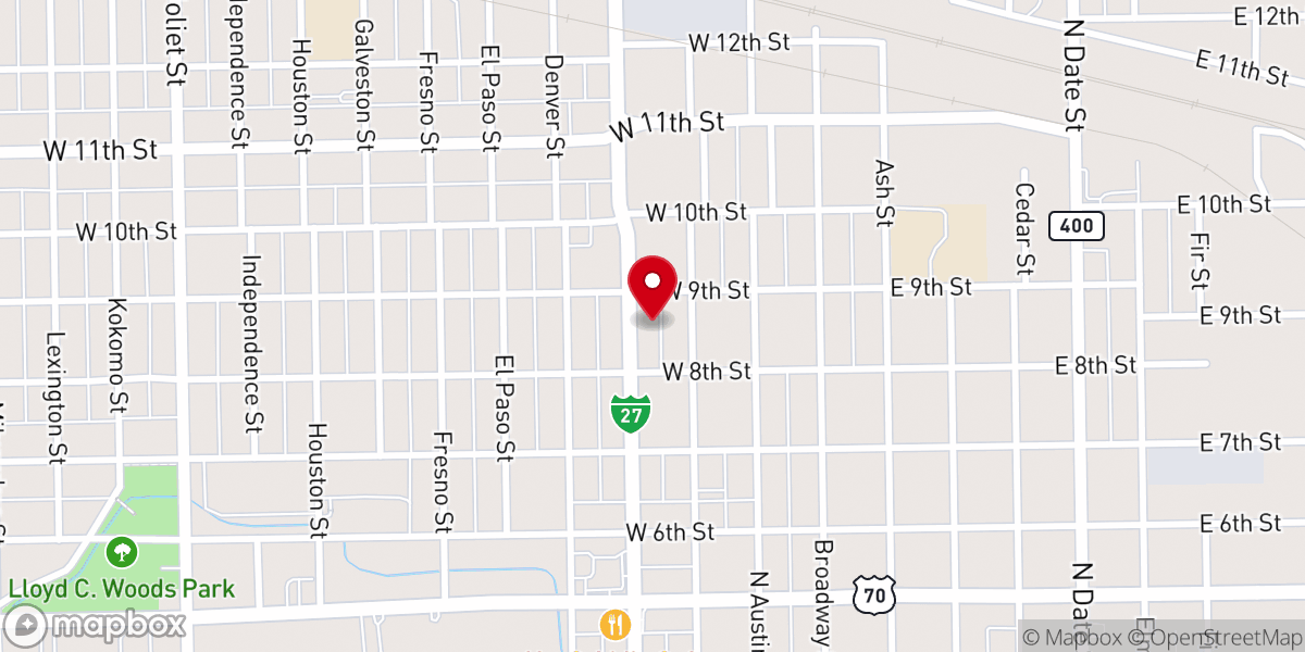 Map showing location of Church of Christ Ninth and Columbia