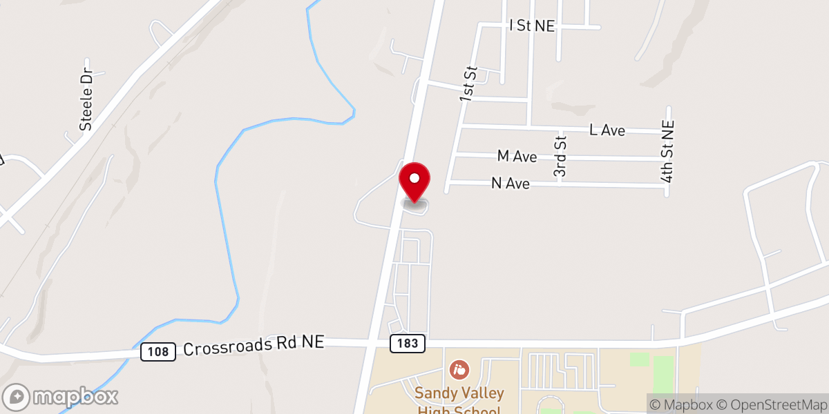 Map showing location of Sandy Valley Church of God