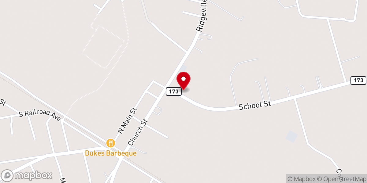 Map showing location of Ridgeville Community Center