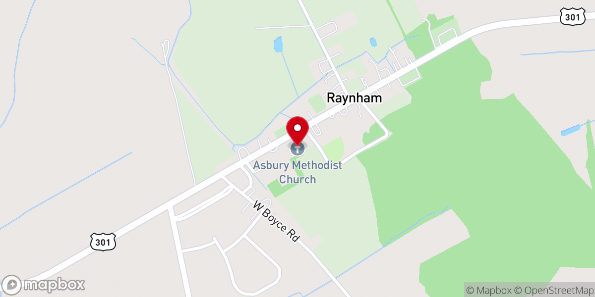 Map showing location of Asbury Methodist Church