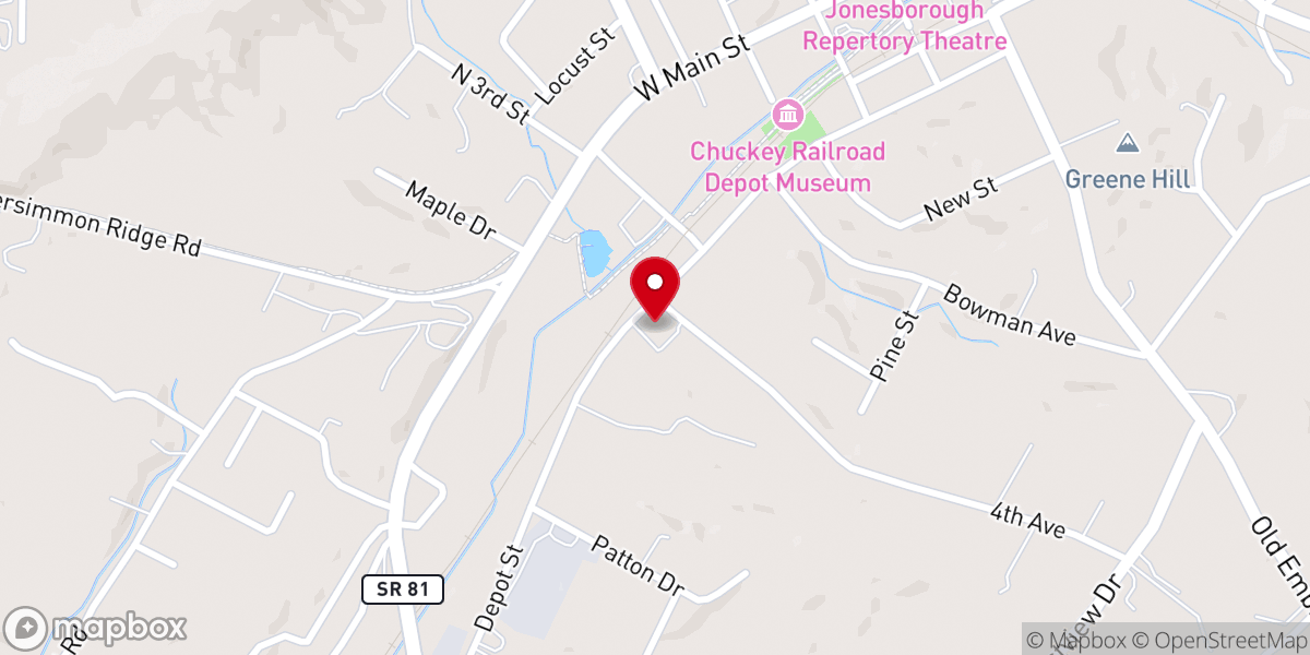 Map showing location of Bethel Christian Church