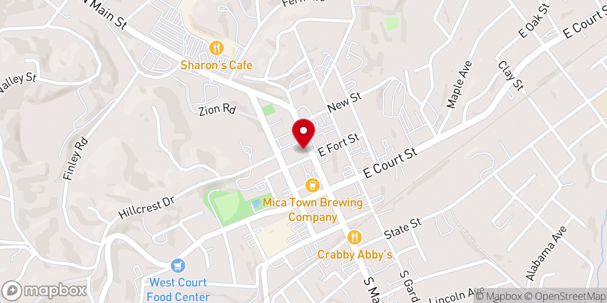 Map showing location of First Baptist Church, Marion, NC