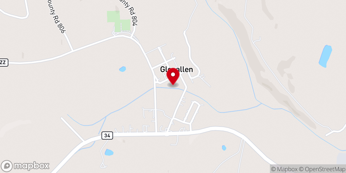 Map showing location of Trace Creek Baptist Church