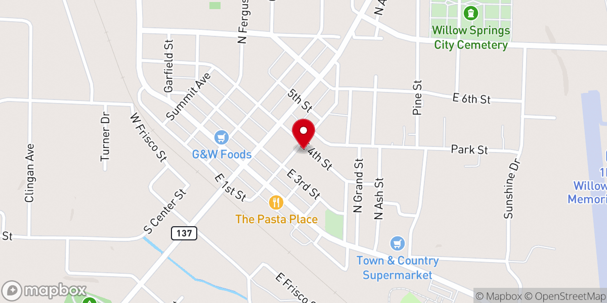 Map showing location of Willow Springs Seventh-Day Adventist Church
