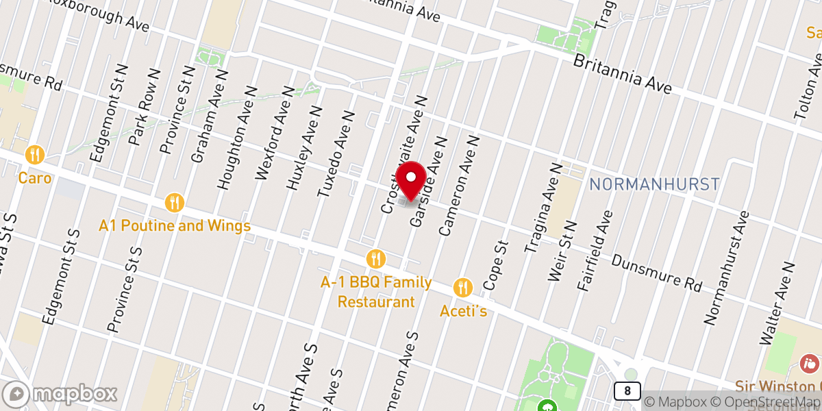 Map showing location of Garside Bible Church