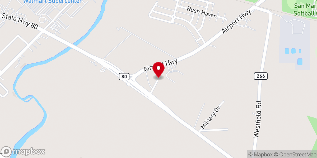 Map showing location of New Hope Baptist Church
