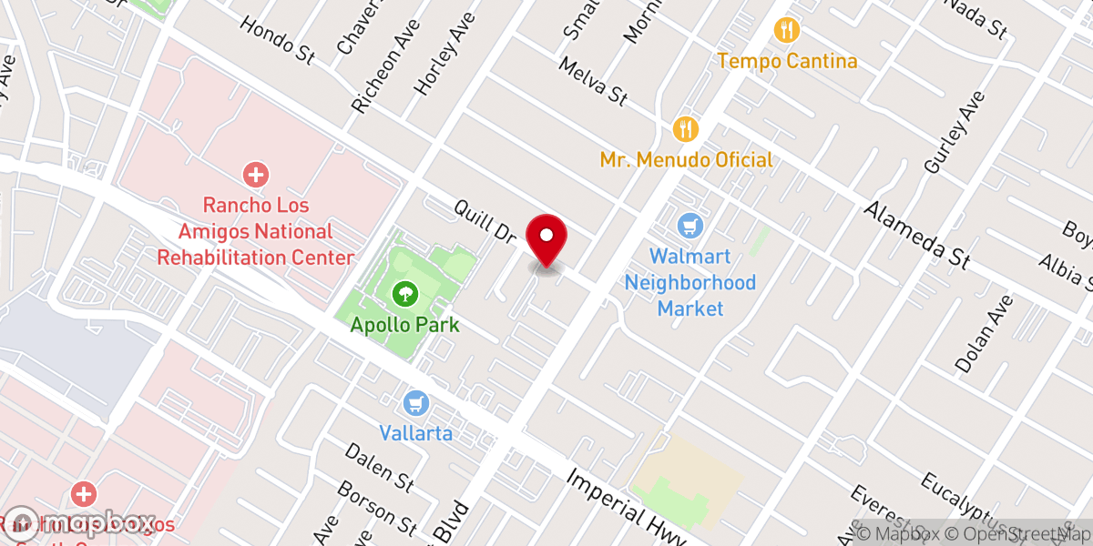 Map showing location of Downey First Church