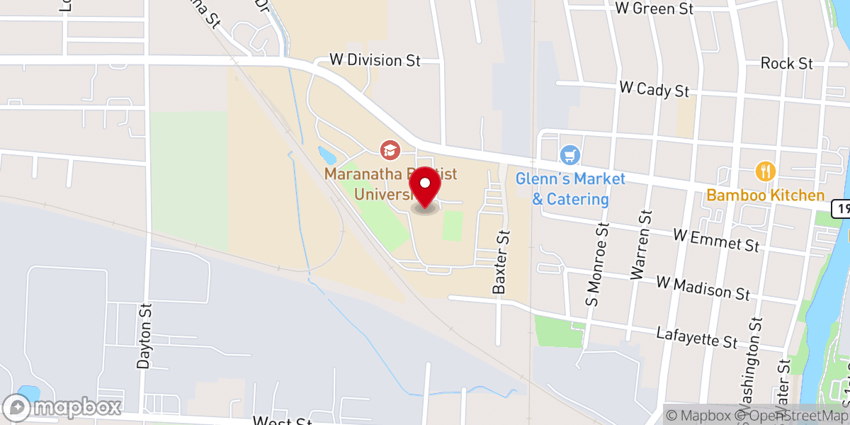 Map showing location of Maranatha Baptist University