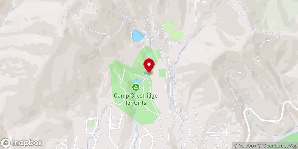 Map showing location of Camp Crestridge for Girls
