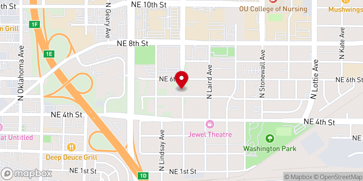 Map showing location of Fifth Street Baptist Church