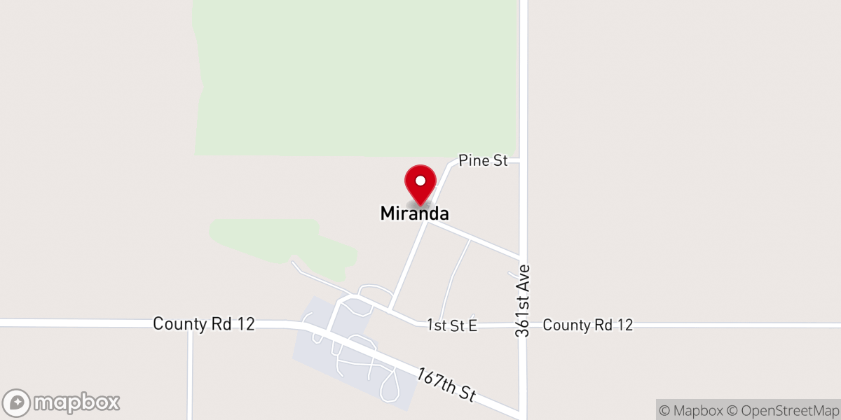 Map showing location of Miranda United Methodist Church