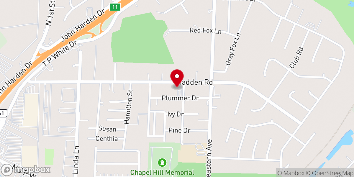 Map showing location of Chapel Hill Baptist Church