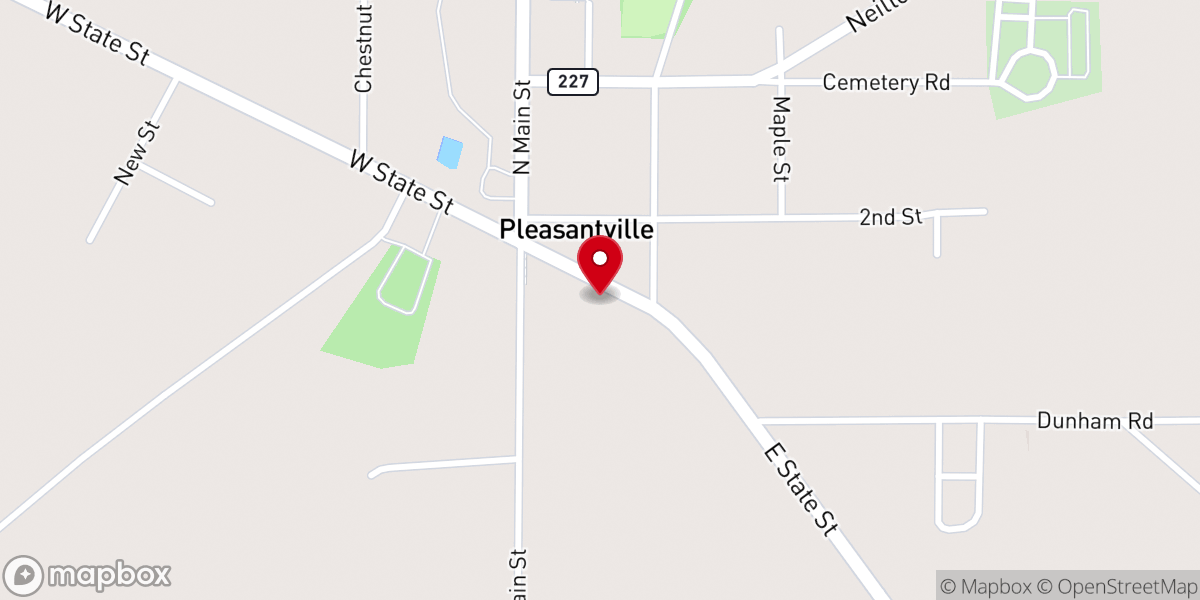 Map showing location of Pleasantville Presbyterian Church