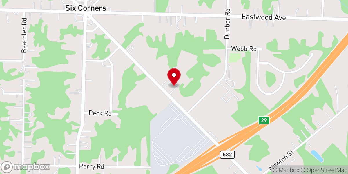 Map showing location of Harmony Baptist Church