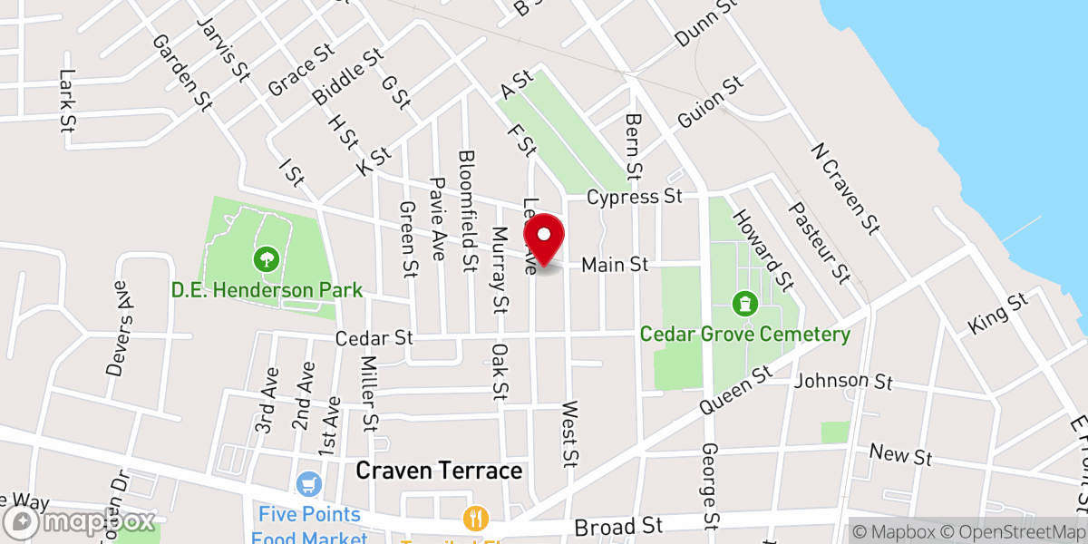 Map showing location of United Missionary Baptist Church