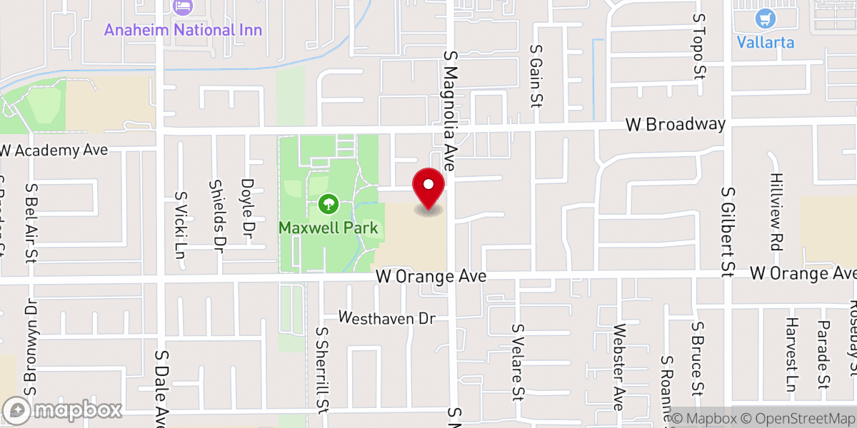 Map showing location of Victory Anaheim