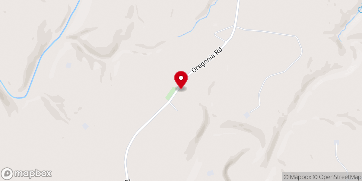 Map showing location of Oregonia Baptist Church