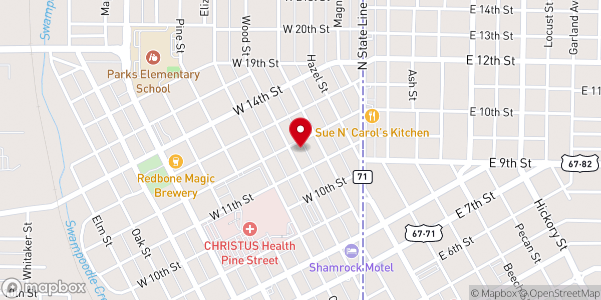 Map showing location of New Life Tabernacle