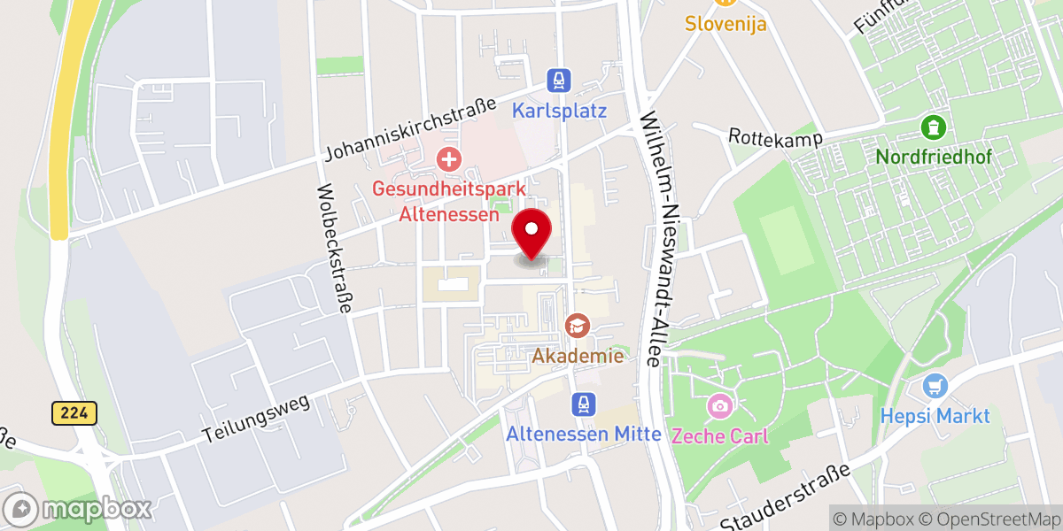 Map showing location of Alte Kirche Altenessen - Evangelischen Kirchengemeinde Altenessen-Karnap