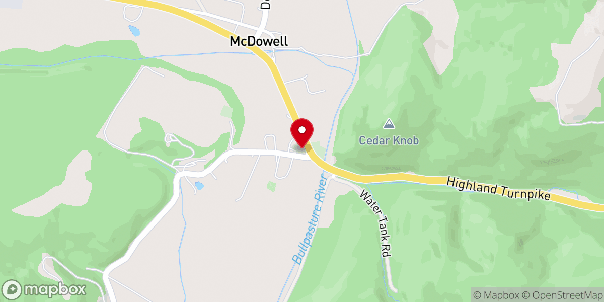 Map showing location of McDowell Presbyterian Church