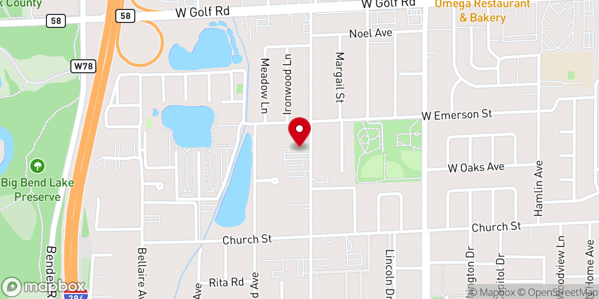 Map showing location of Chicago Mar Thoma Church