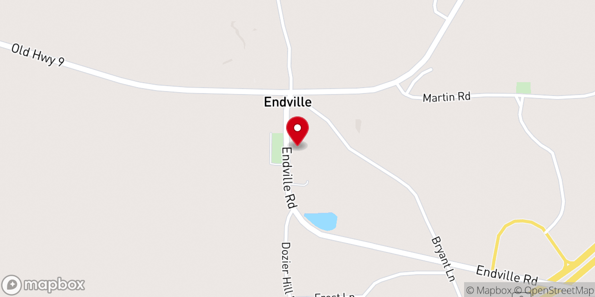 Map showing location of Endville Baptist Church