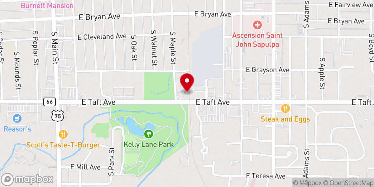 Map showing location of Glenwood Assembly of God Church