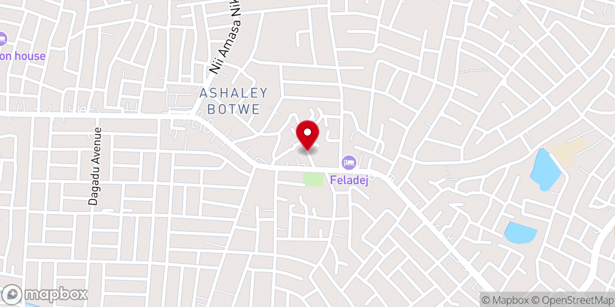 Map showing location of Calvary Presbyterian Church of Ghana, Ashaley Botwe