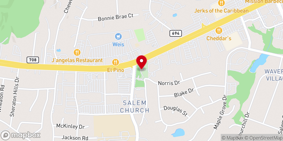 Map showing location of Old Salem Church