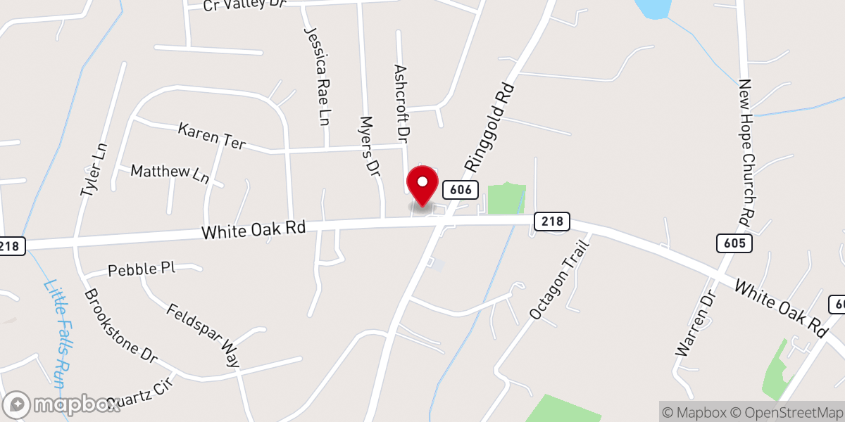 Map showing location of Bible Baptist Church of Fredericksburg