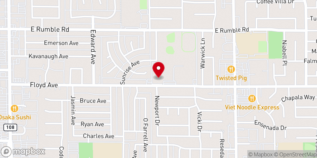 Map showing location of Modesto Covenant Church