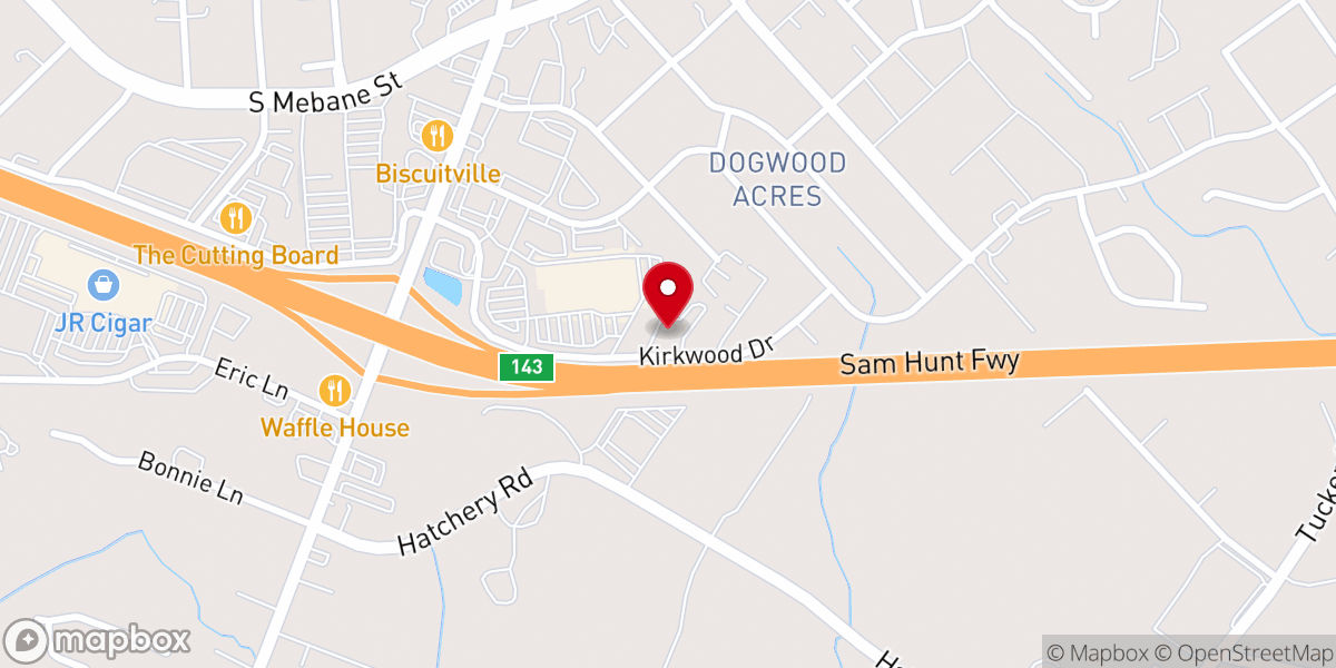 Map showing location of Bible Baptist Church