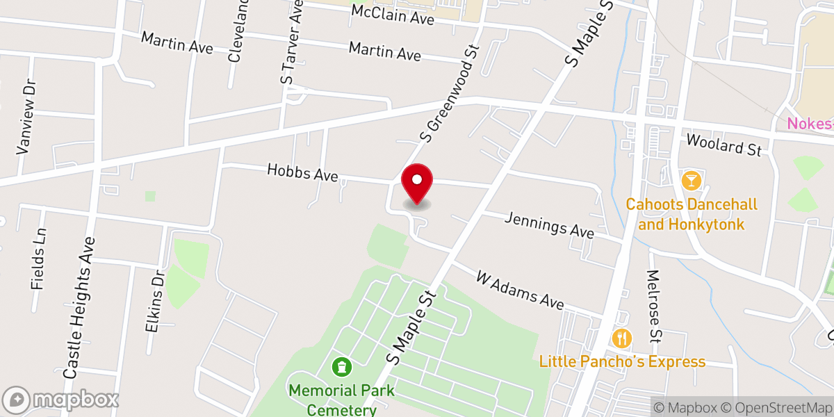 Map showing location of Second Baptist Church