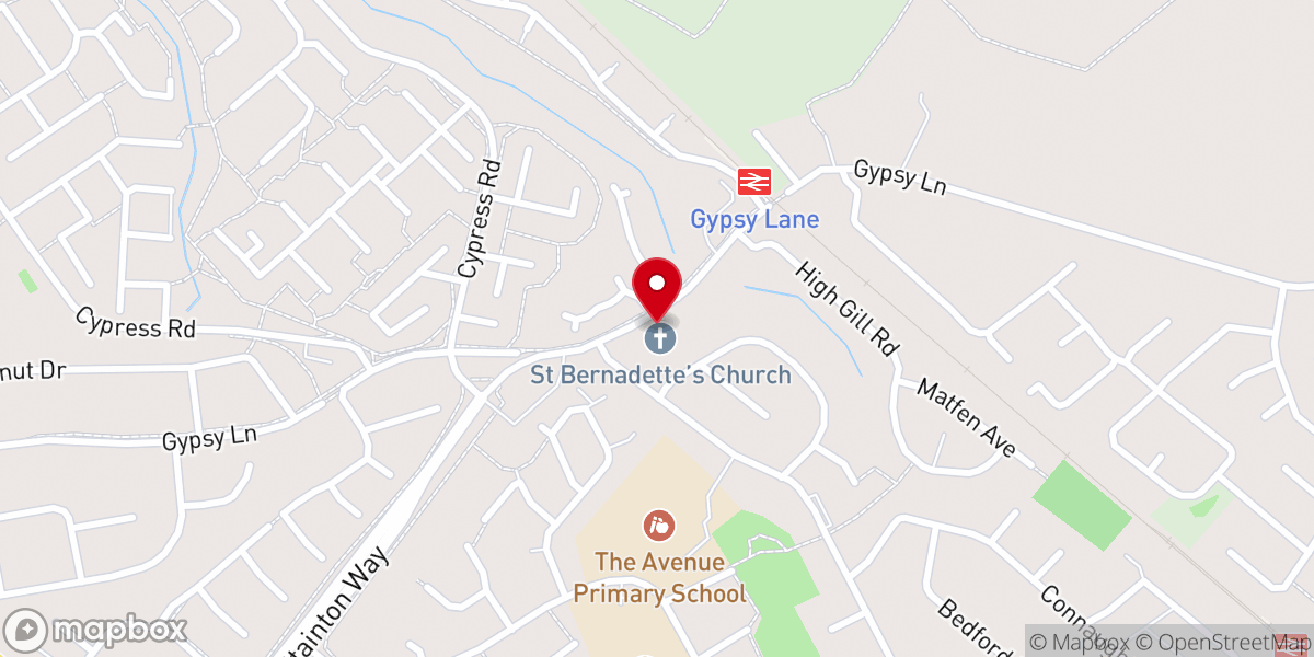 Map showing location of St Bernadette R C Church