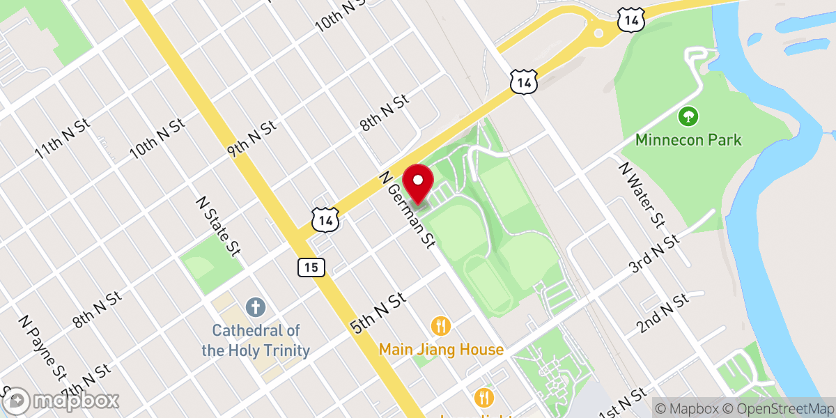 Map showing location of New Ulm Community Center