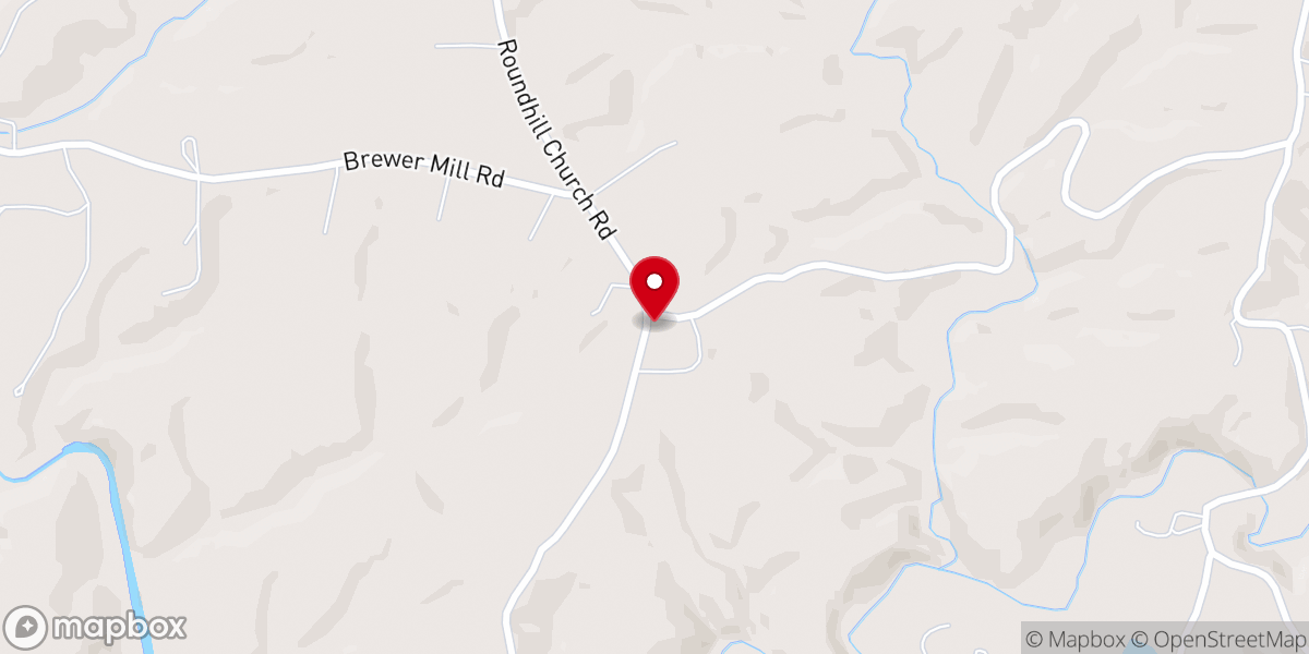 Map showing location of Round Hill Church