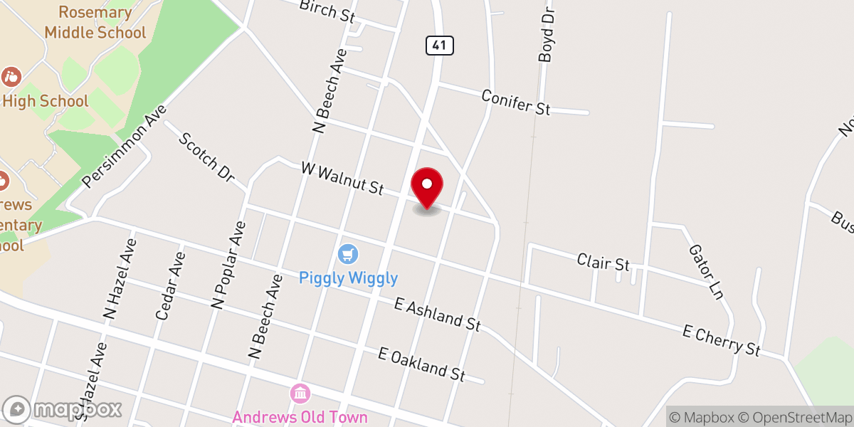 Map showing location of Andrews Student Ministries