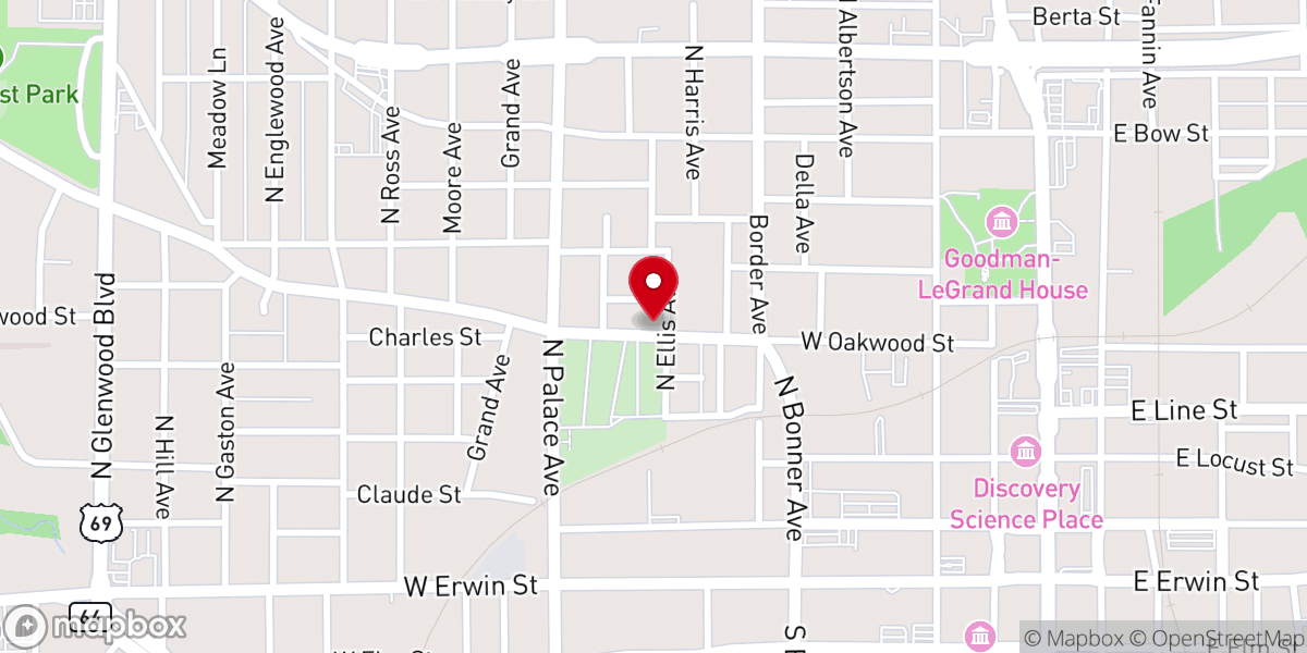 Map showing location of True Vine Baptist Church