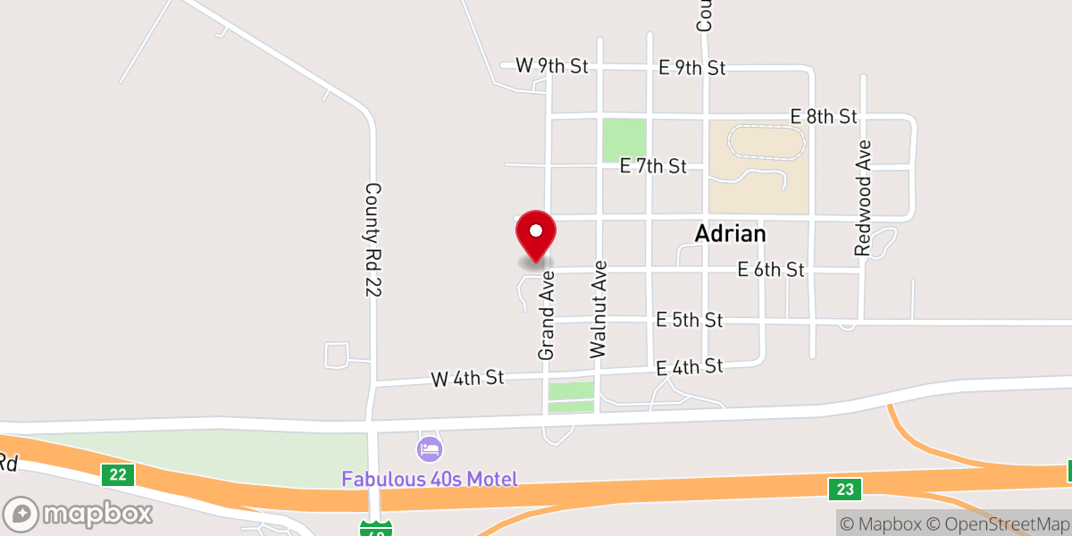 Map showing location of Adrian Methodist Church