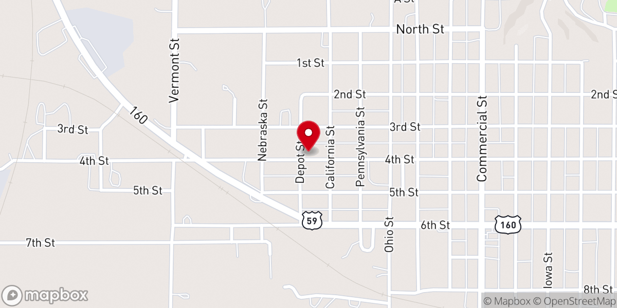Map showing location of Oswego Assembly of God - Food Distribution Center