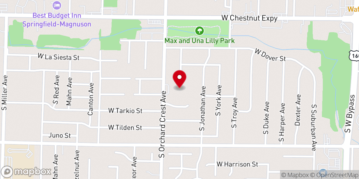 Map showing location of Orchard Crest Baptist Church