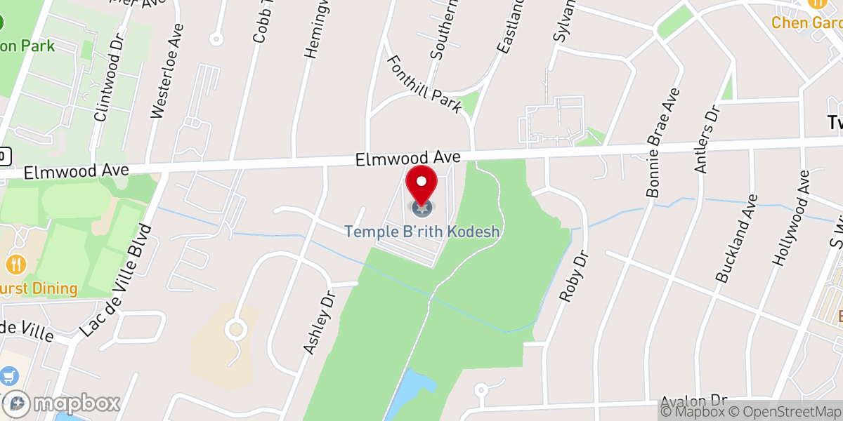 Map showing location of Temple B'rith Kodesh