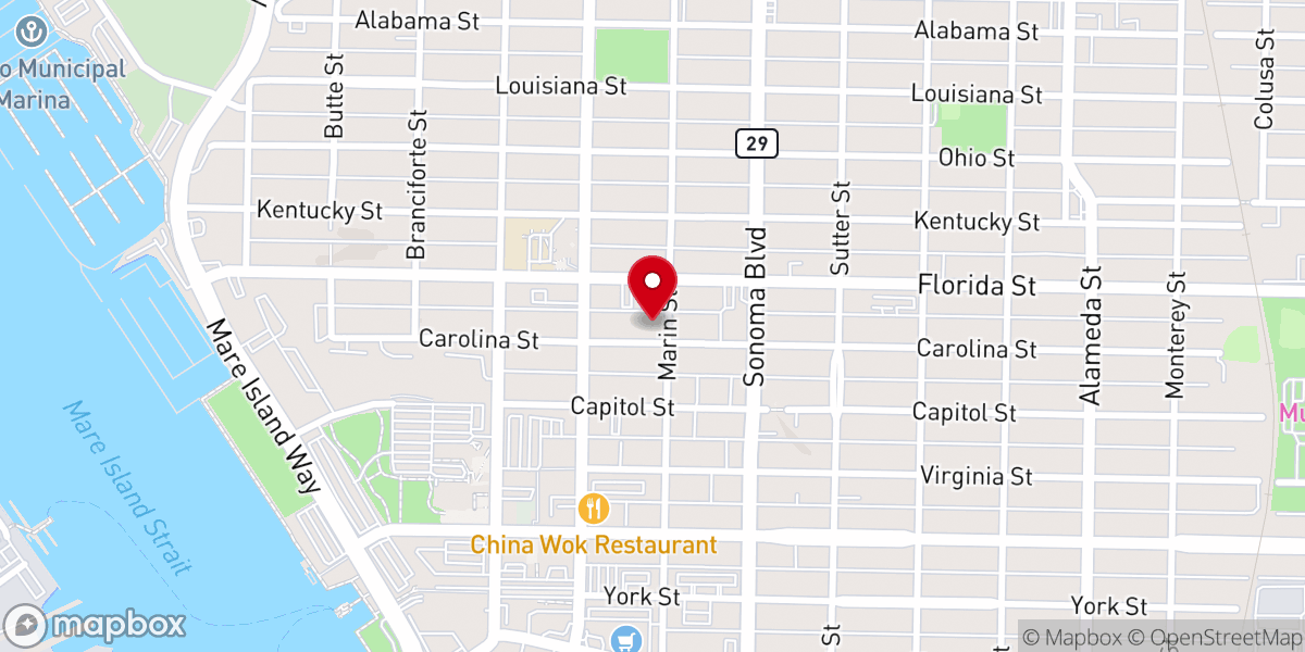 Map showing location of Vallejo Bible Church