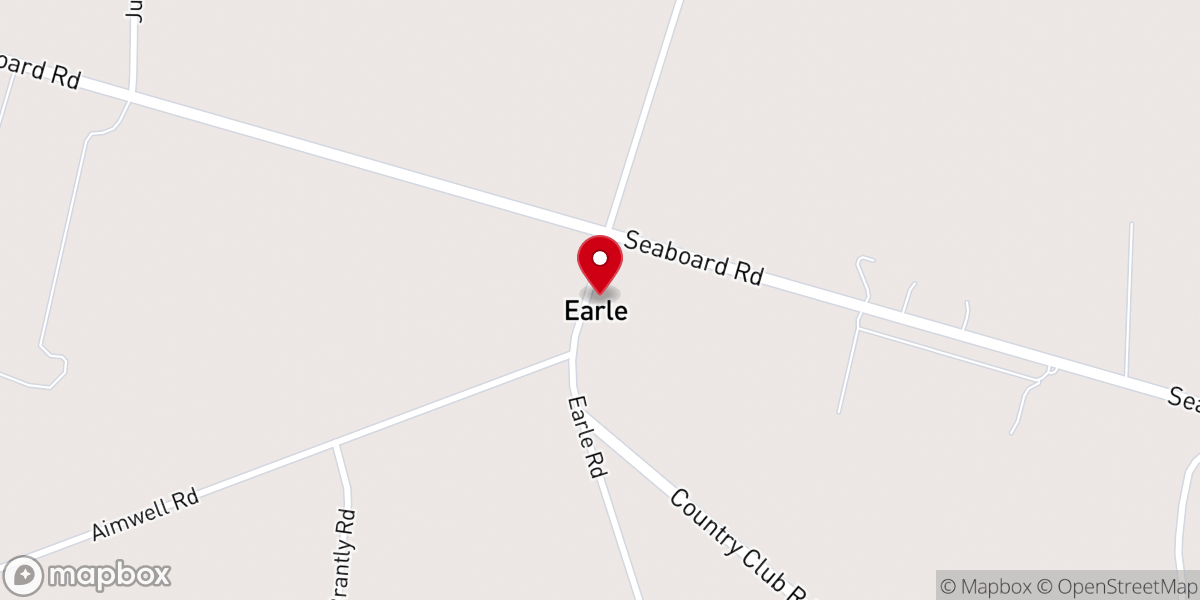 Map showing location of Earle Methodist Church