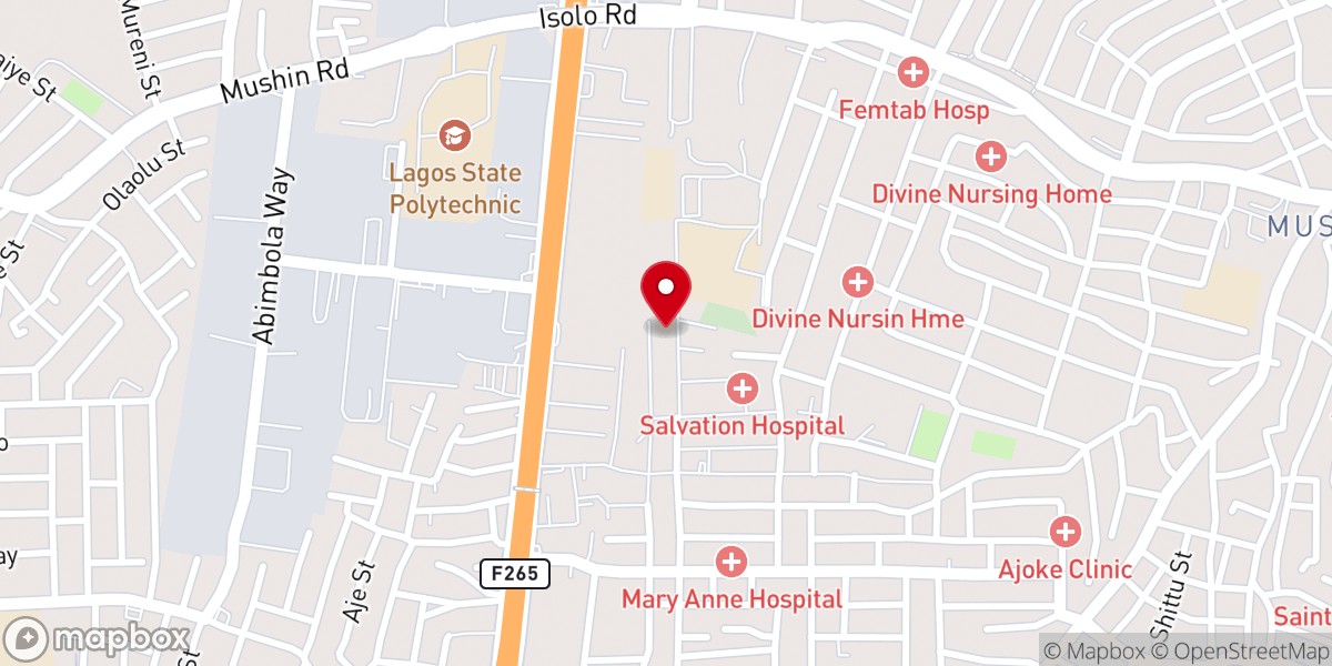 Map showing location of The Apostolic Church Mushin Area HQ