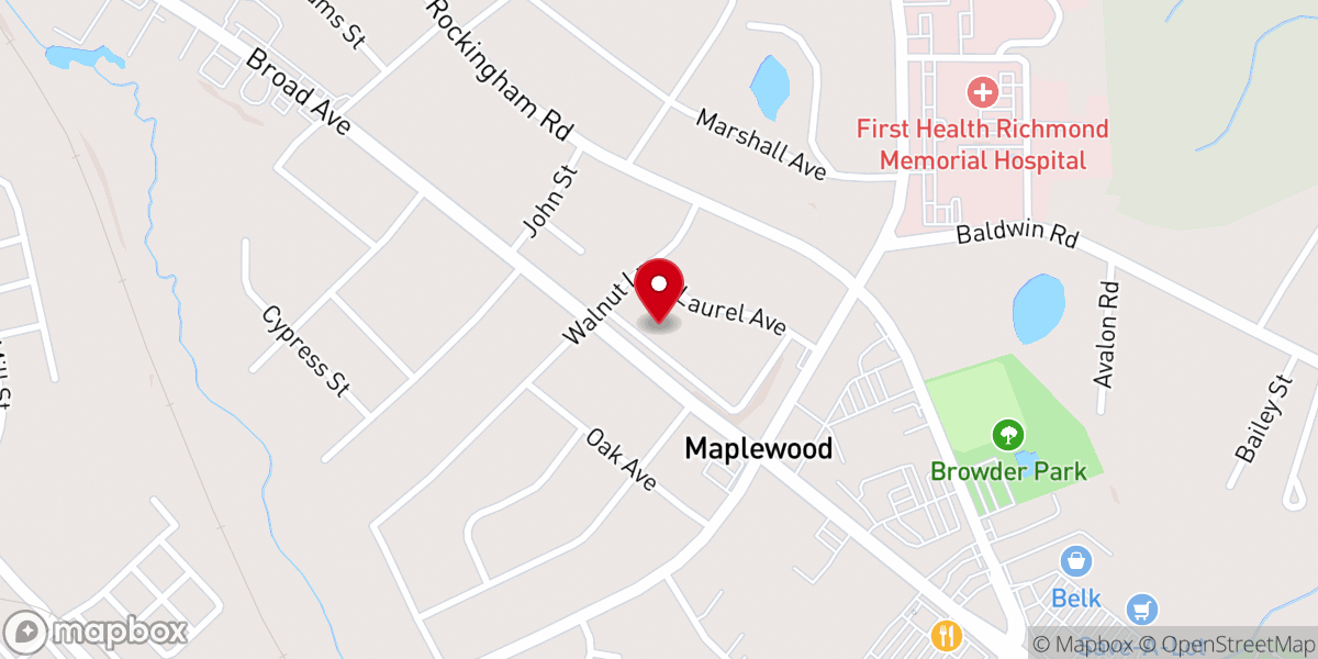 Map showing location of Rockingham Church of Christ