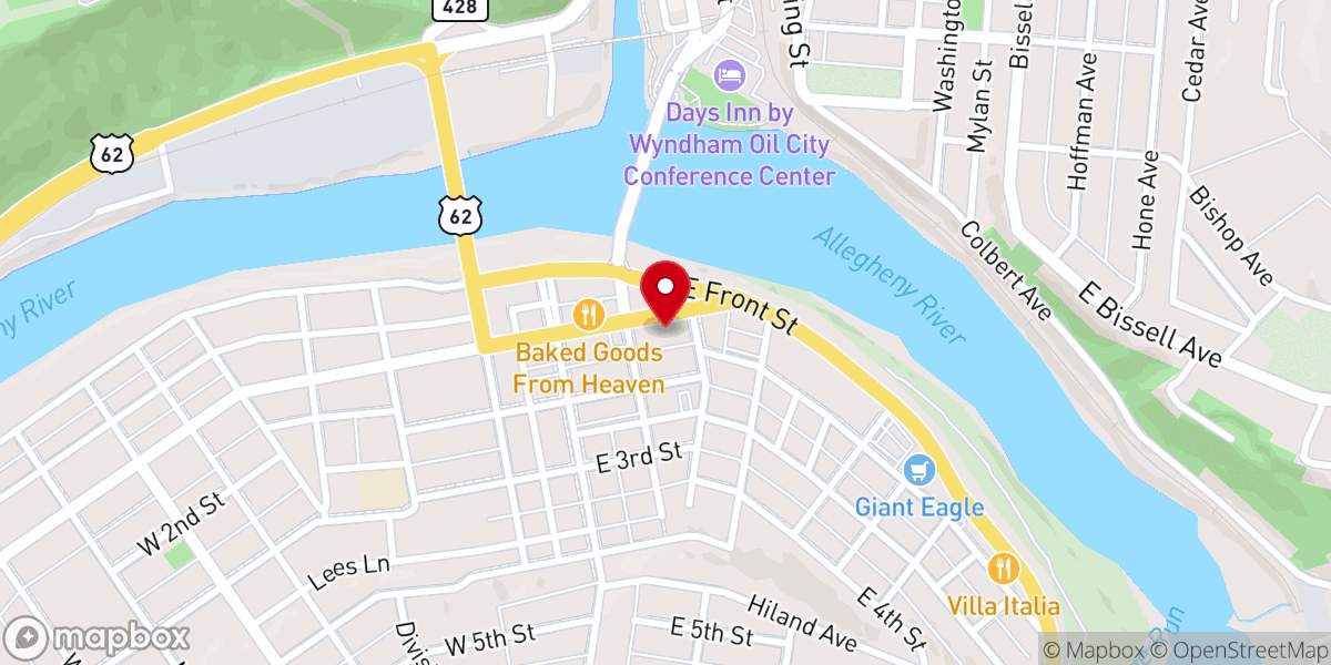Map showing location of Calvary United Methodist Church