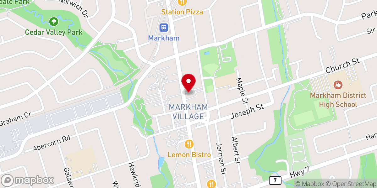 Map showing location of St. Andrew's Presbyterian Church–Markham