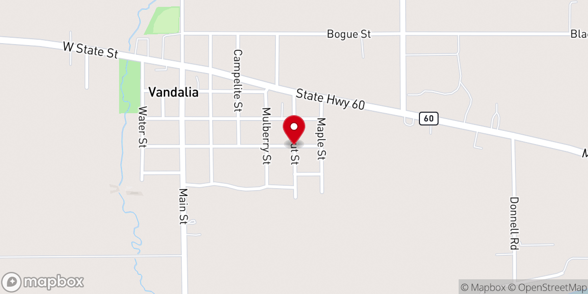 Map showing location of First Baptist of Vandalia Church