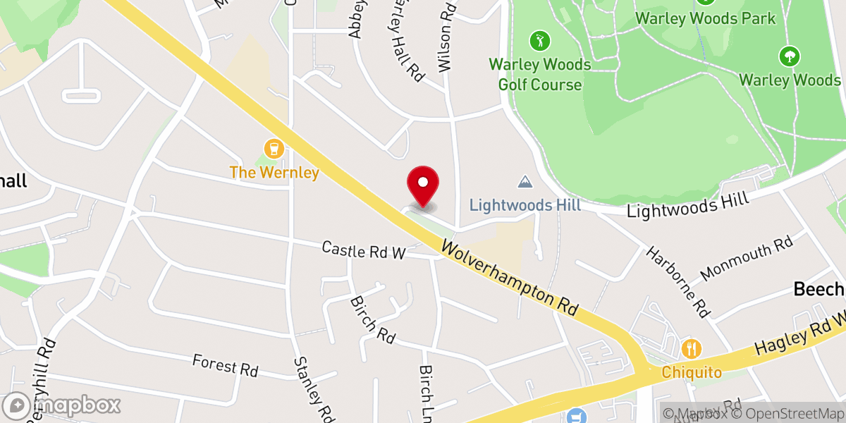 Map showing location of Warley Baptist Church